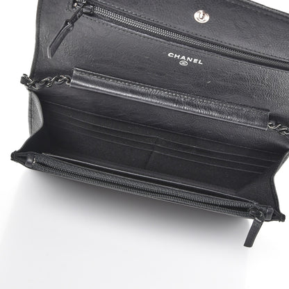 Chanel Crumpled Calfskin Quilted Wallet On Chain WOC So Black 5 of 8