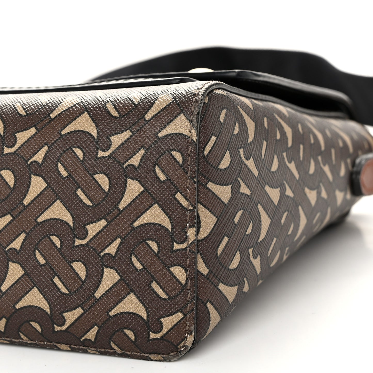 E-Canvas Monogram Stripe Note Crossbody Bag Bridle Brown