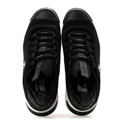 Chanel Velvet Calfskin Mixed Fibers CC Sneakers 38 Black 2 of 9