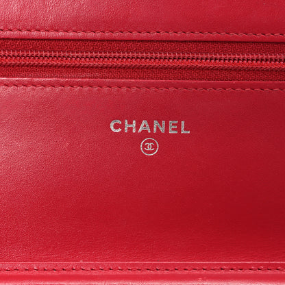 Chanel Patent Calfskin Quilted Boy Wallet On Chain WOC Red 6 of 15