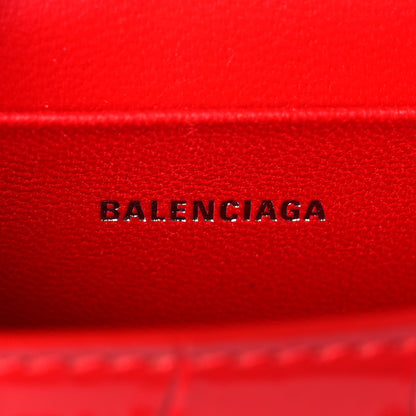 Balenciaga Shiny Calfskin Tonal B Crocodile Embossed Hourglass Top Handle Bag Mini Bright Red 6 of 9