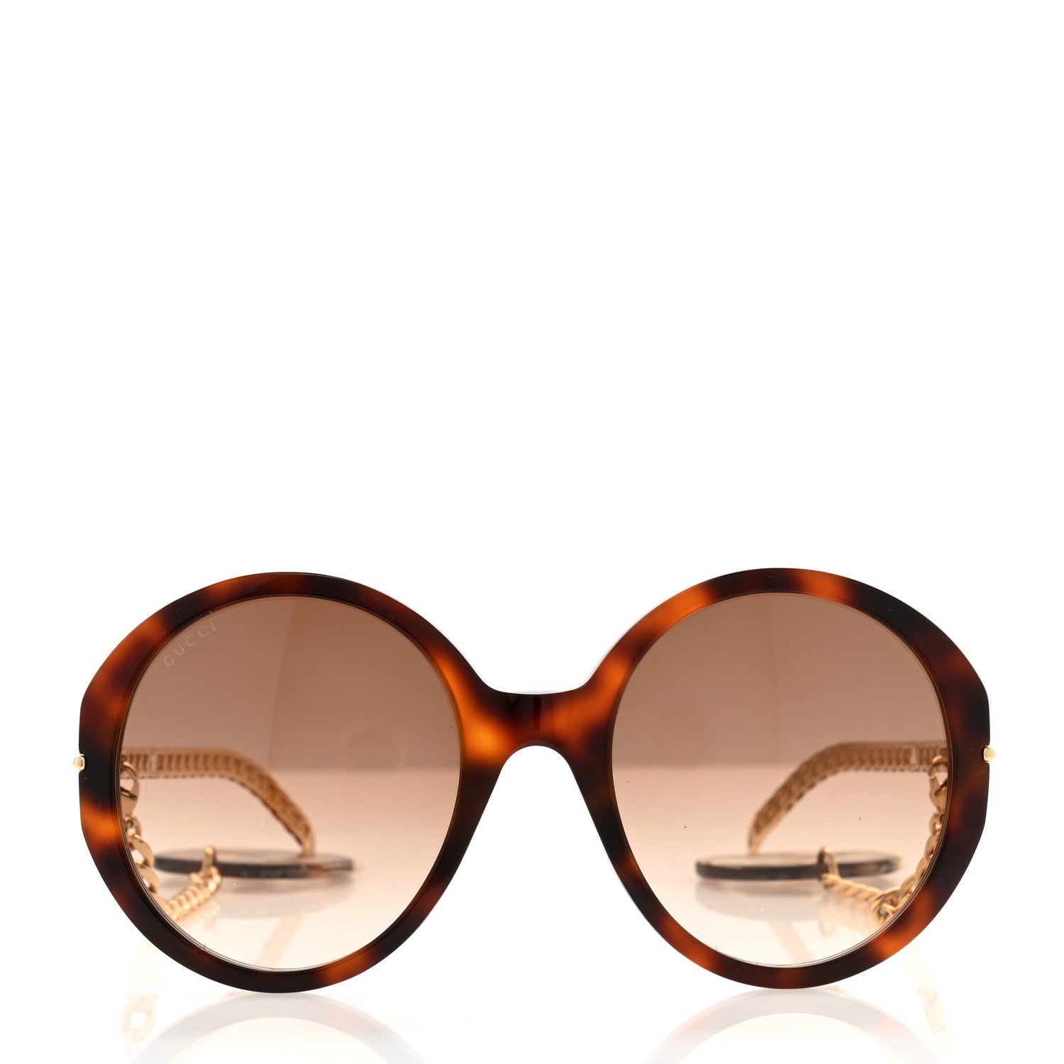 Gucci Acetate Detachable Charm Oversized Frame Round Sunglasses GG0726S Havana 2 of 7