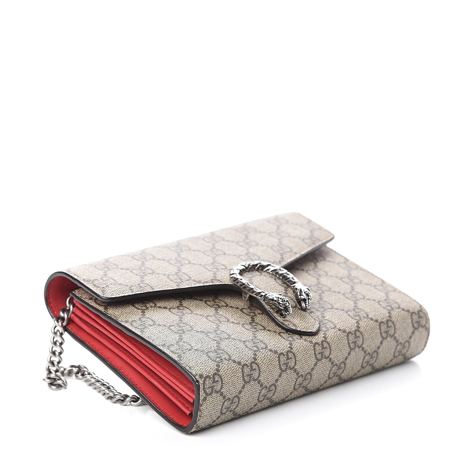 GG Supreme Monogram Mini Dionysus Chain Wallet Beige Vulcanic Red