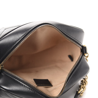 Gucci Calfskin Matelasse Small GG Marmont Chain Shoulder Bag Black 5 of 13