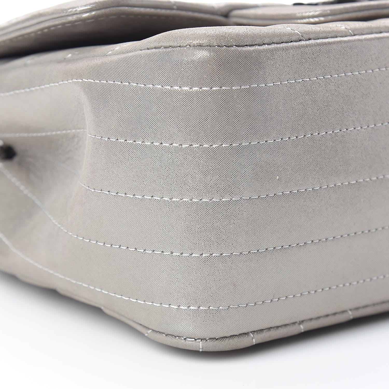 Chanel Iridescent Calfskin Chevron Quilted Mini Square Flap Silver 9 of 11