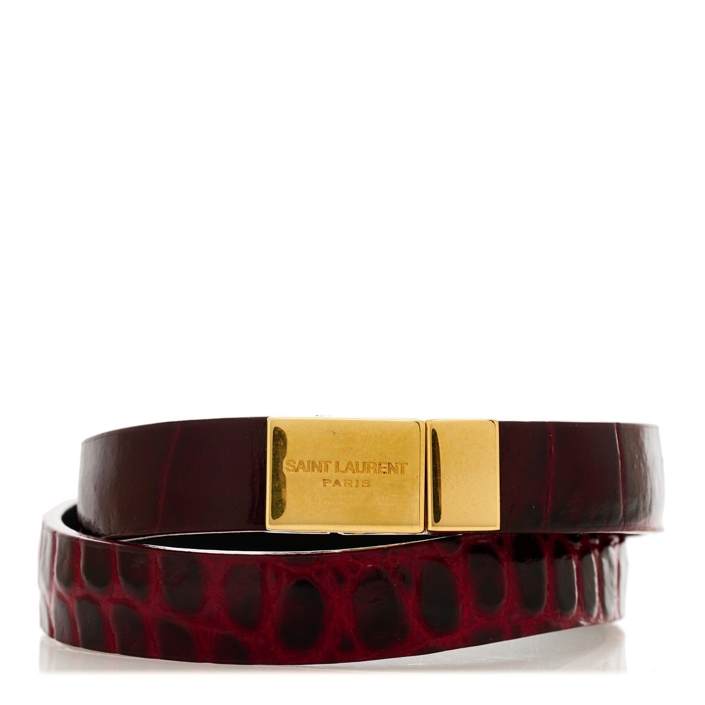 Calfskin Crocodile Embossed Opyum Double Wrap Bracelet S Sunset Amber