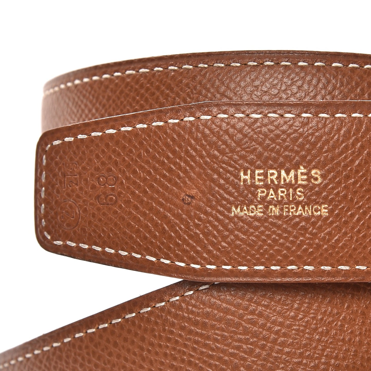 Box Courchevel 32mm Belt Strap 68 Black Gold