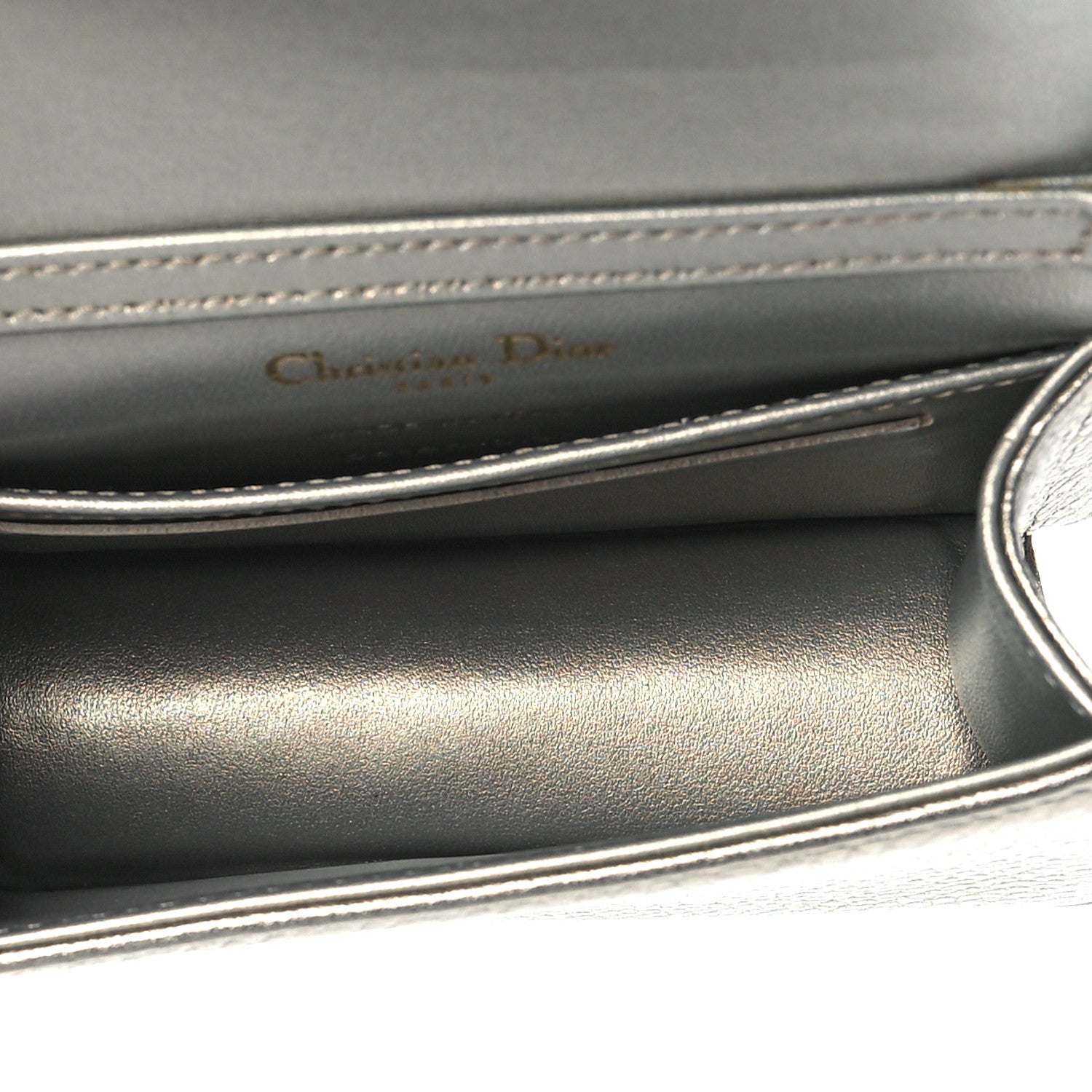 Christian Dior Metallic Grained Calfskin Baby Diorama Flap Bag Champagne 4 of 8