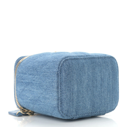 Chanel Denim Quilted Mini Pearl Crush Vanity Case With Chain 4 of 10