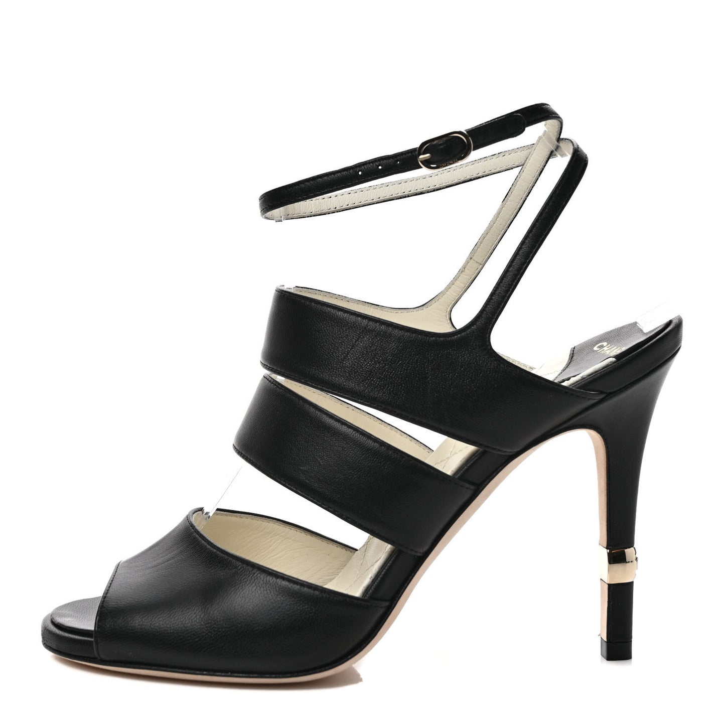 Lambskin CC Strappy Sandal 37 Black