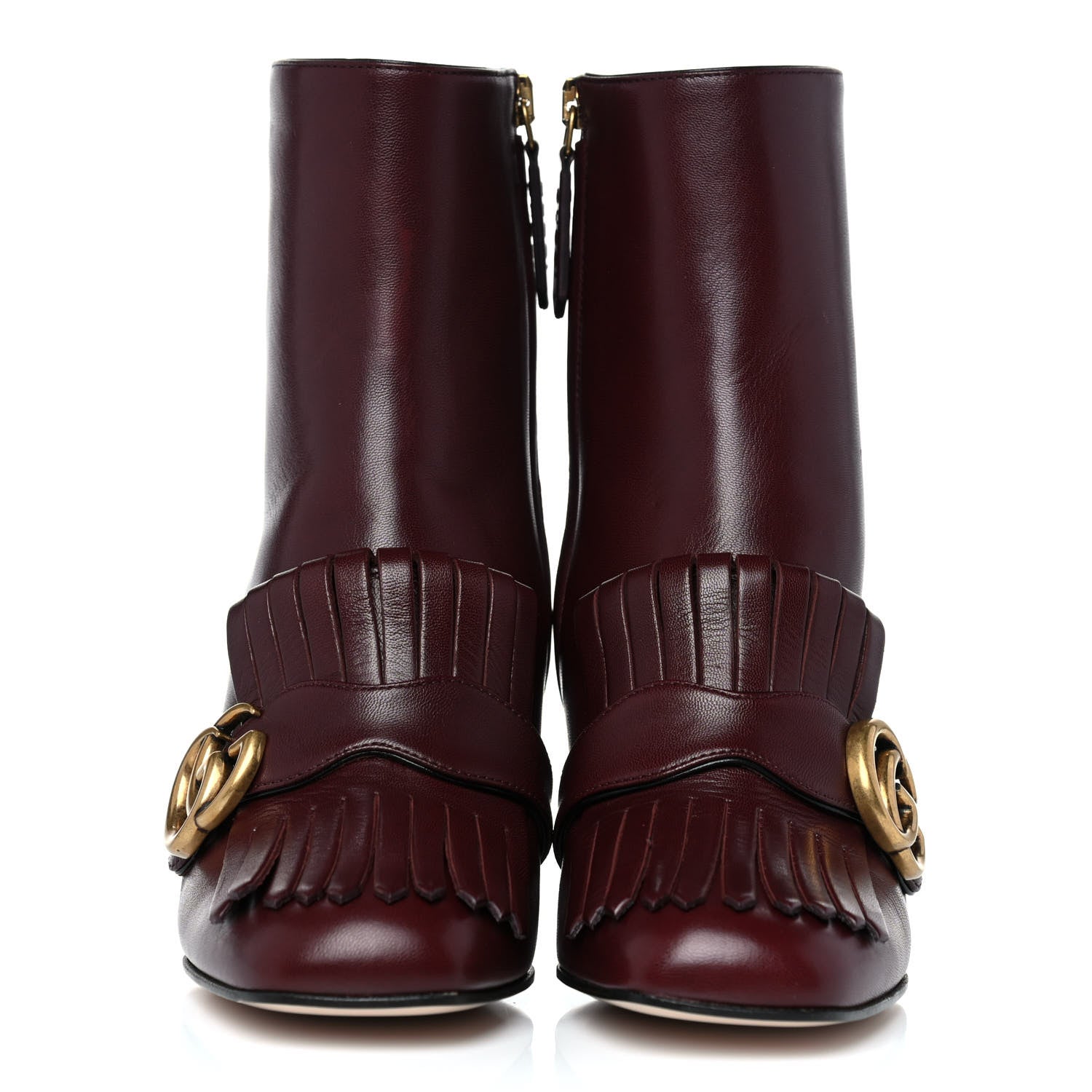 Gucci Malaga Kid GG Marmont Fringe 75mm Ankle Boots 35 Vintage Bordeaux 2 of 12