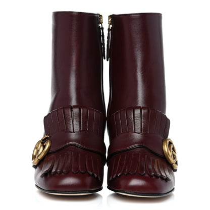 Gucci Malaga Kid GG Marmont Fringe 75mm Ankle Boots 35 Vintage Bordeaux 2 of 12