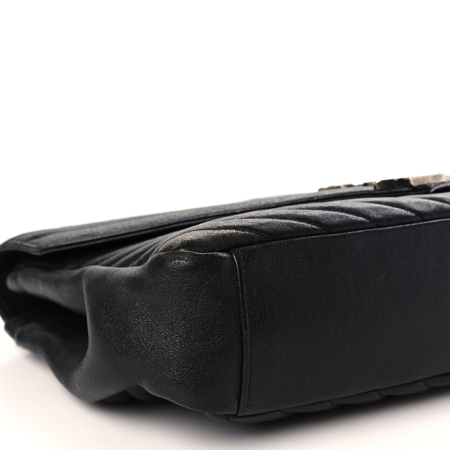 Saint Laurent Sheepskin Matelasse Chevron Monogram Large College Satchel Black 8 of 11