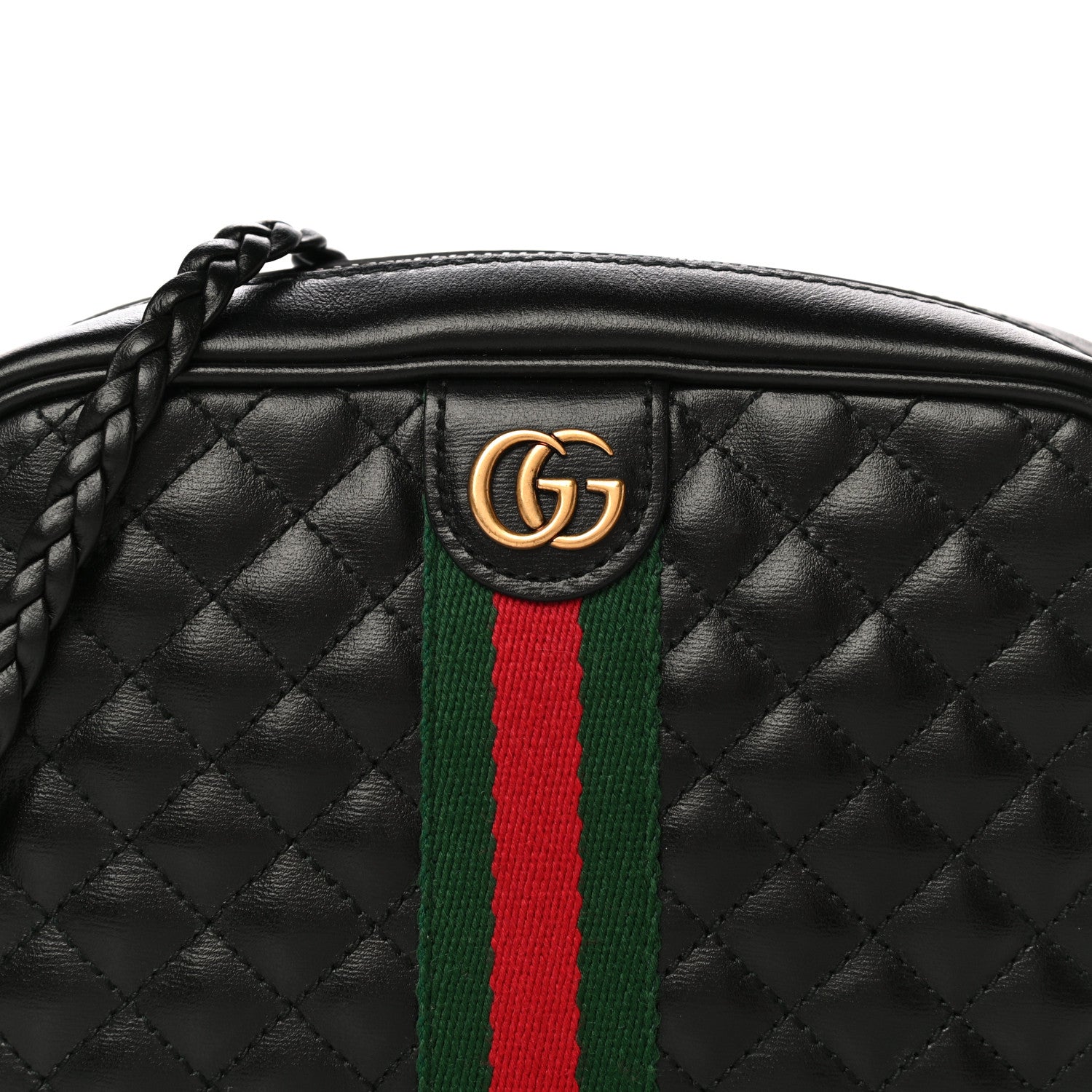 Gucci Calfskin Trapuntata Web Mini GG Shoulder Bag Black 8 of 10