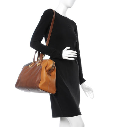 Fendi Capra Vitello Saddle Colorblock Large Chameleon Tote Moro Biscotto 3 of 11