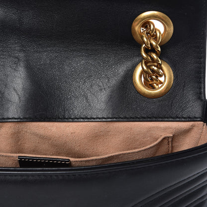 Gucci Calfskin Matelasse Mini GG Marmont Shoulder Bag Black 8 of 10