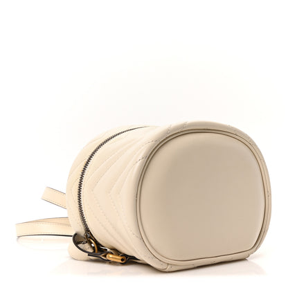 Gucci Calfskin Matelasse Mini GG Marmont Round Backpack White 4 of 10
