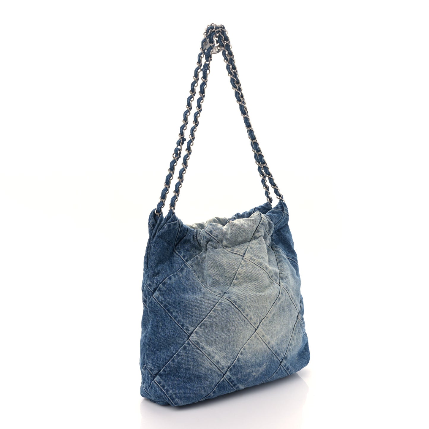 Denim Quilted Small Chanel 22 Blue