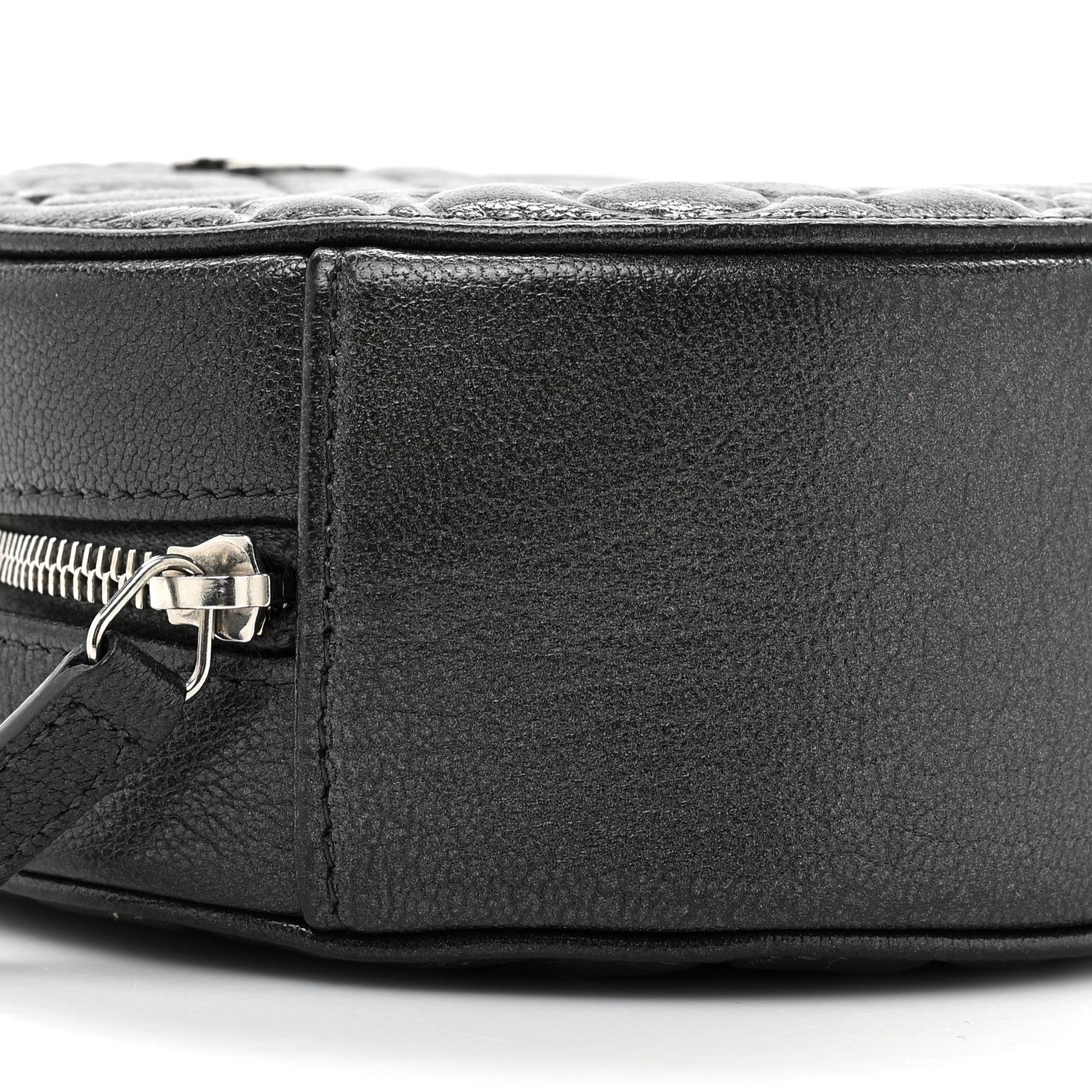 Chanel Goatskin Camellia Quilted Round Clutch With Chain Grey 9 of 9