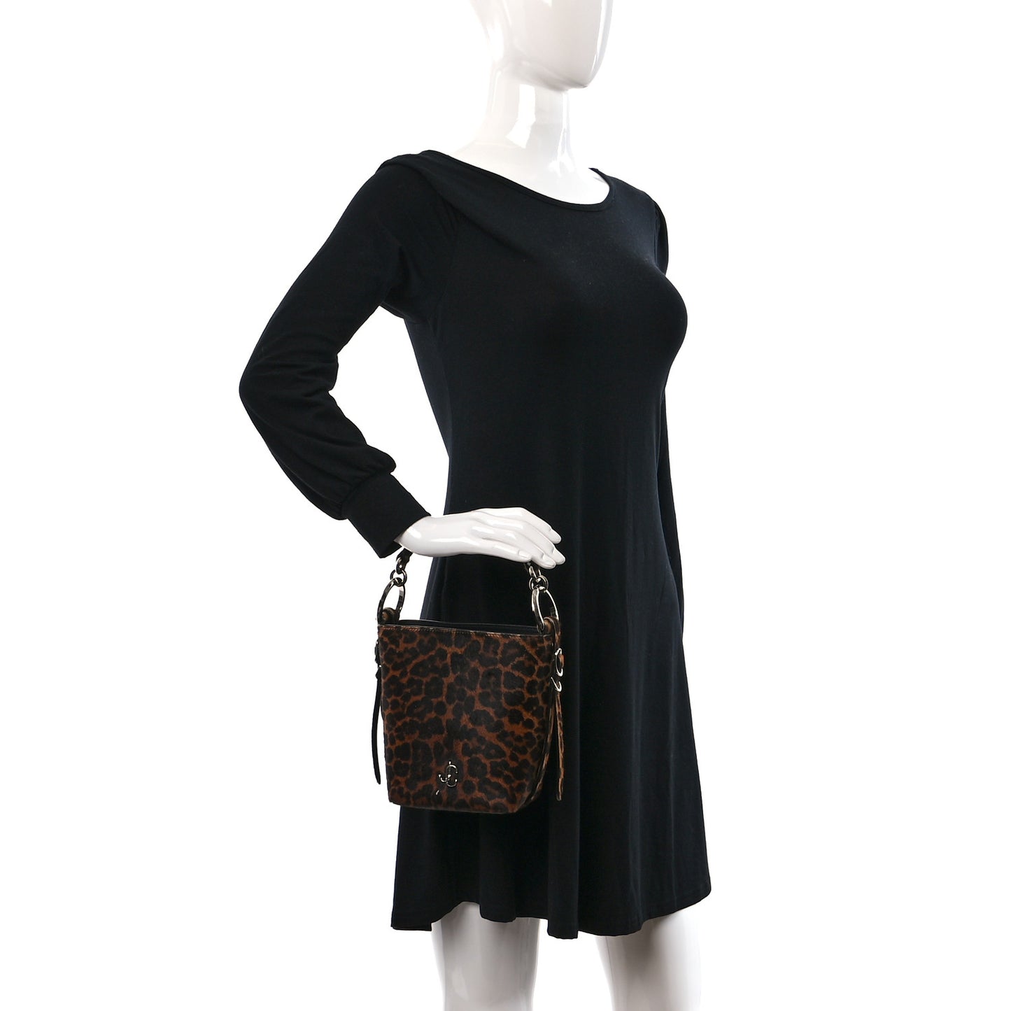 Calf Hair Leopard Print Varenne Small Bucket Bag
