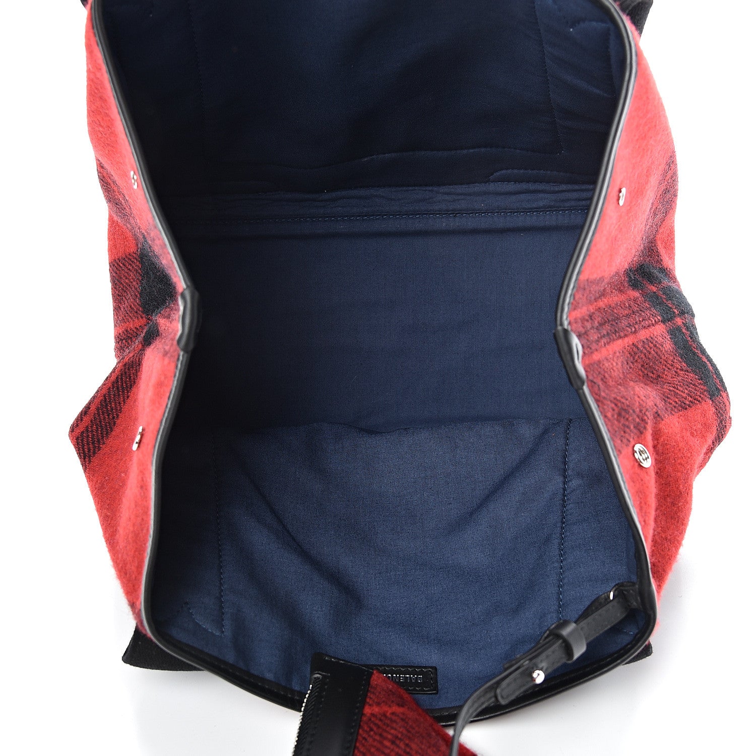 Balenciaga Wool Plaid S Navy Cabas Black Red 5 of 10
