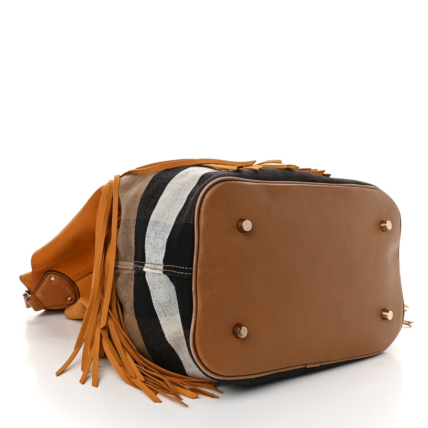 Burberry Suede Fringe Large Belgrove Bucket Bag Tan 3 of 14