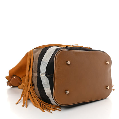Burberry Suede Fringe Large Belgrove Bucket Bag Tan 3 of 14