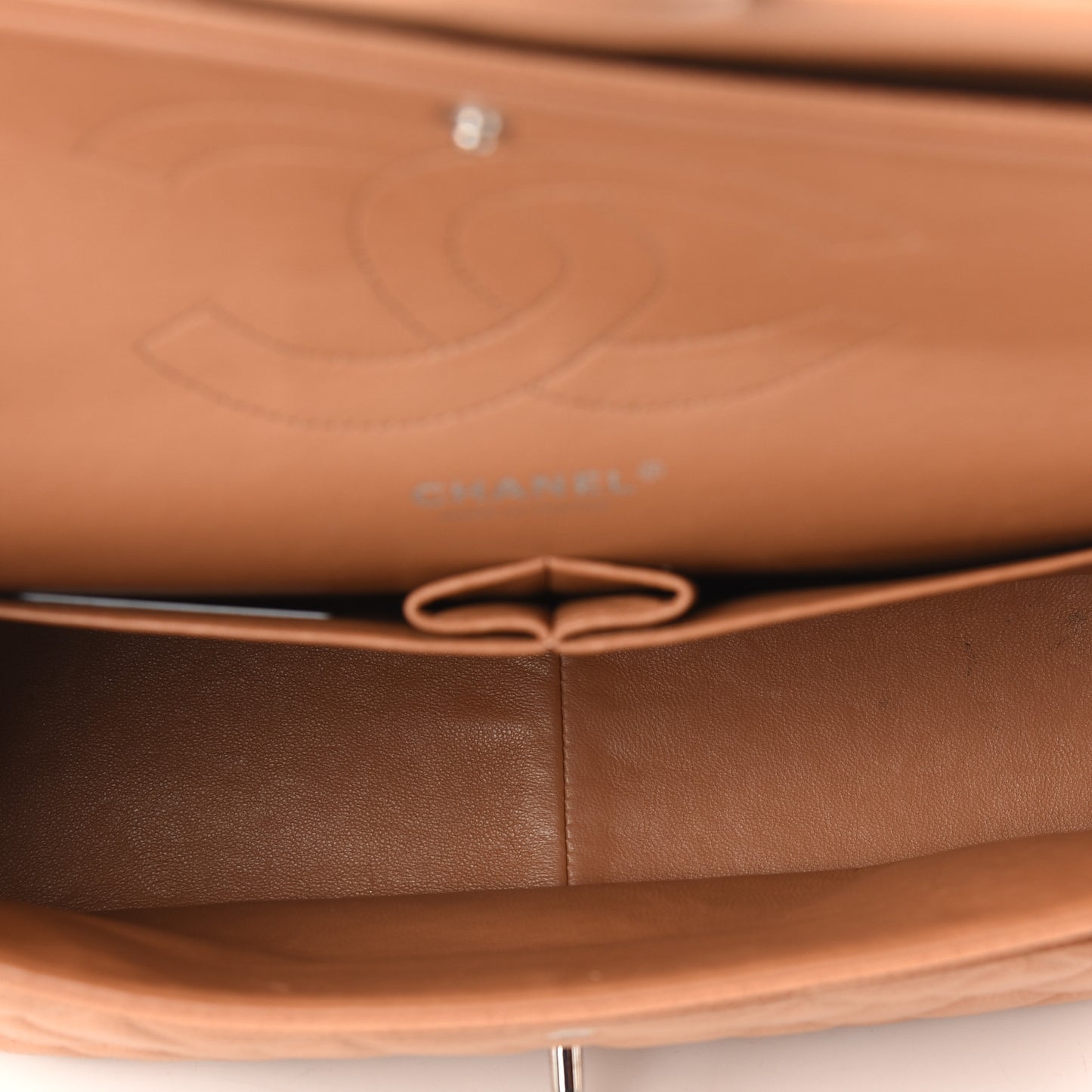 Caviar Quilted Jumbo Double Flap Light Brown