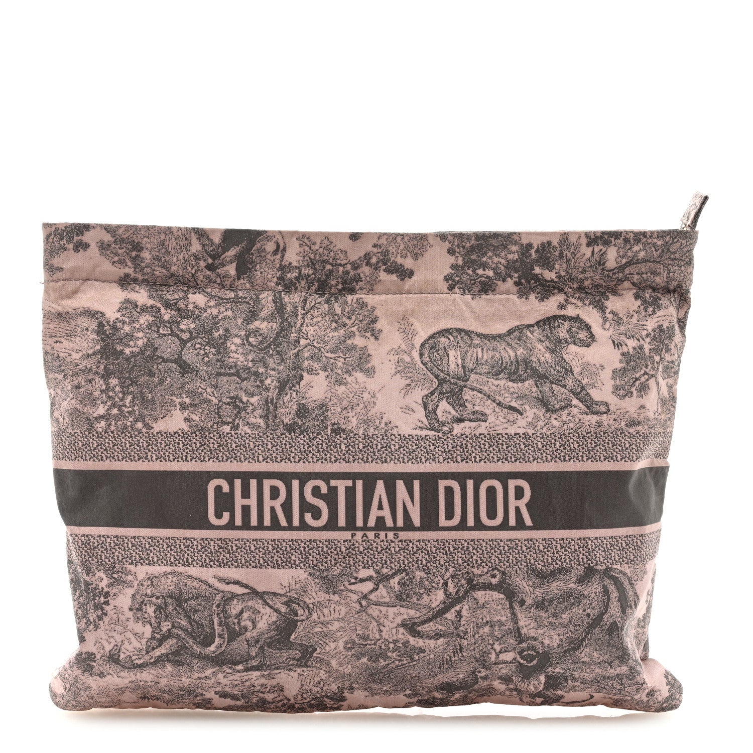 Christian Dior Embroidered Toile De Jouy Diortravel Zipped Pouch Pink Multicolor 1 of 6