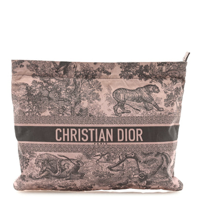 Christian Dior Embroidered Toile De Jouy Diortravel Zipped Pouch Pink Multicolor 1 of 6