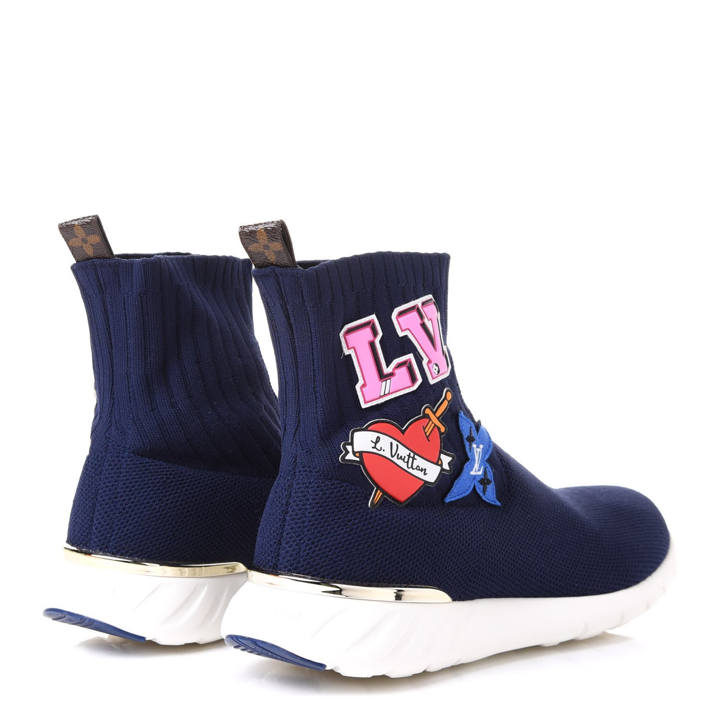 Stretch Fabric LV Black Heart Sock Sneaker 41 Marine