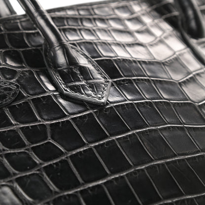 Hermes Matte Niloticus Crocodile Birkin 30 Black 41 of 43
