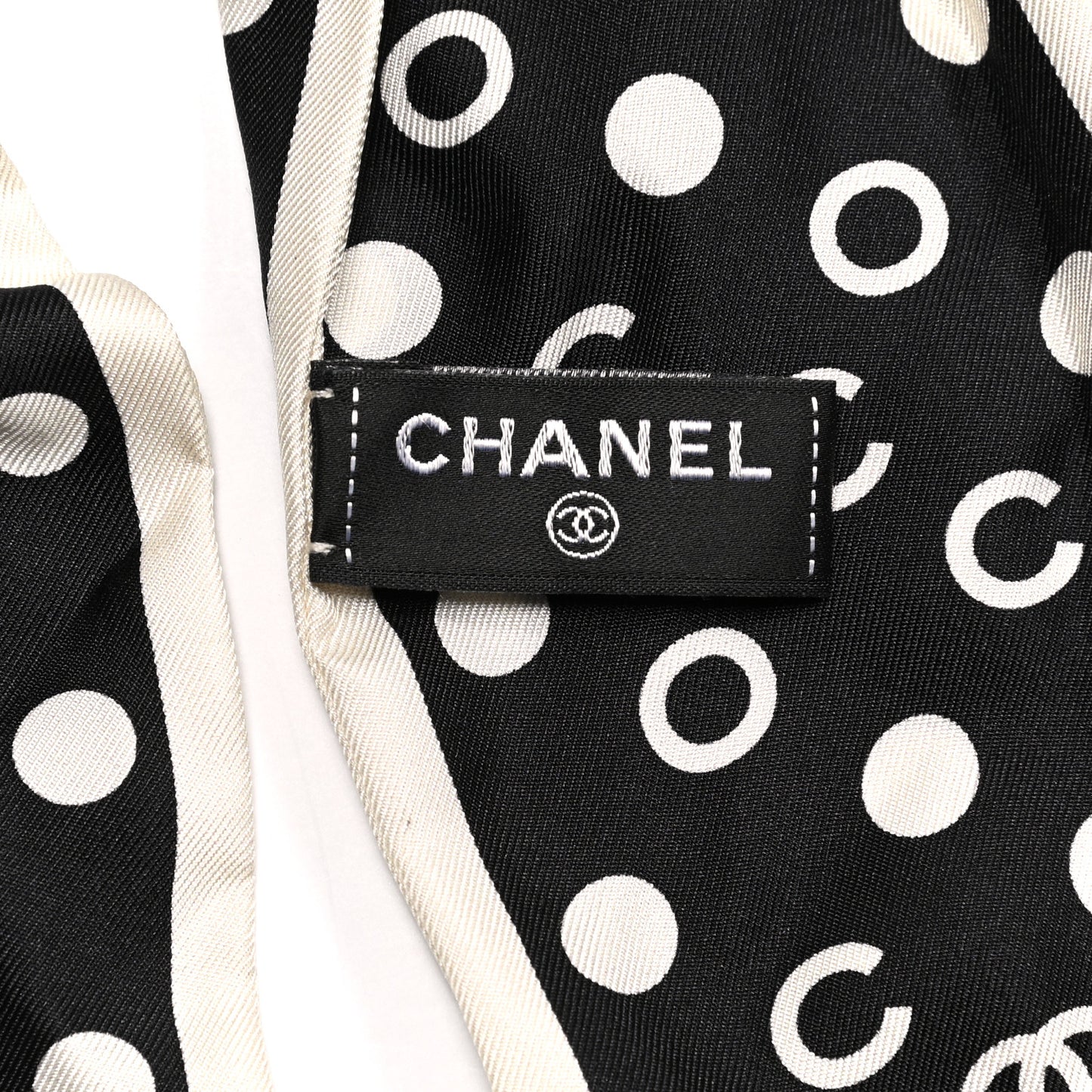 Silk CC Twilly Hair Tie Black White