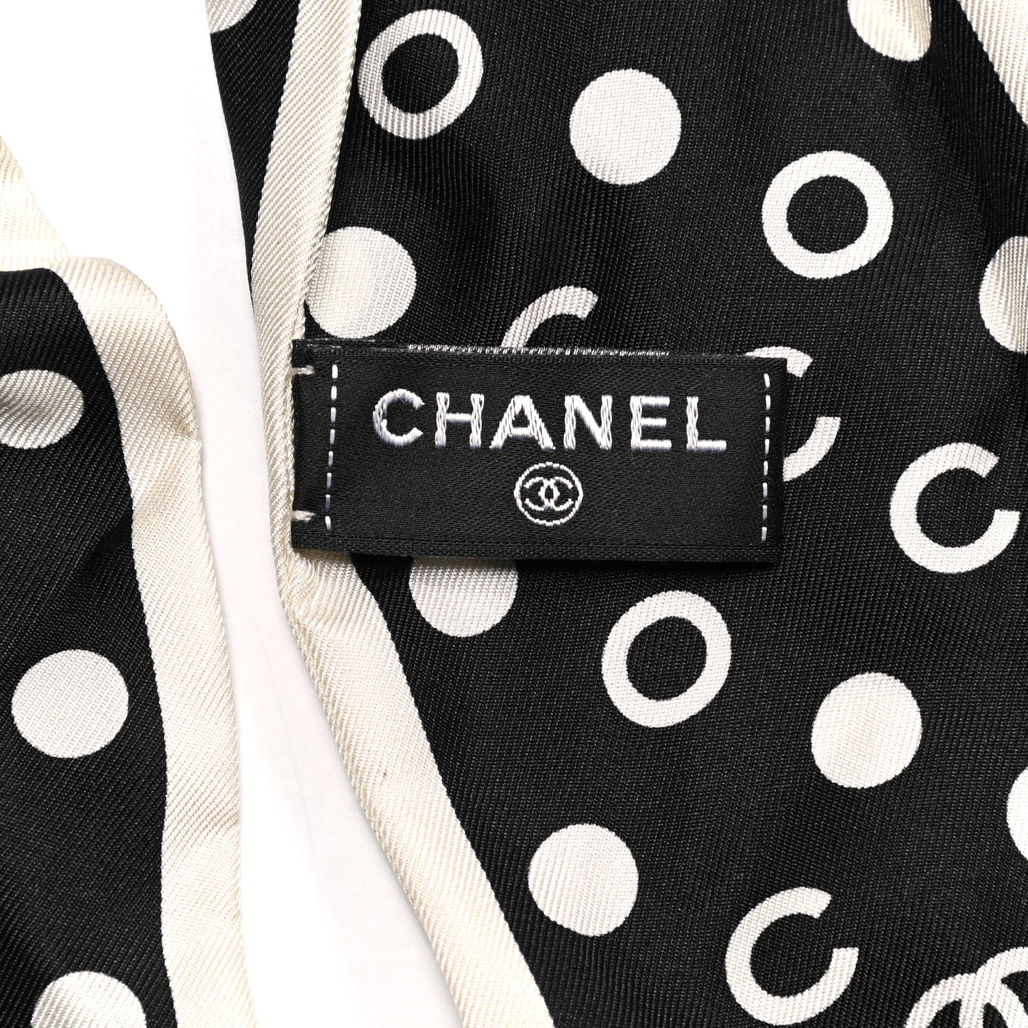 Chanel Silk CC Twilly Hair Tie Black White 4 of 6