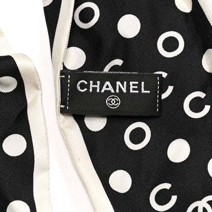 Chanel Silk CC Twilly Hair Tie Black White 4 of 6
