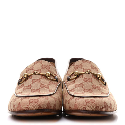 Gucci Canvas GG Monogram Horsebit Mens Jordaan Loafers 8 Beige Ruggine Light Brown 2 of 10
