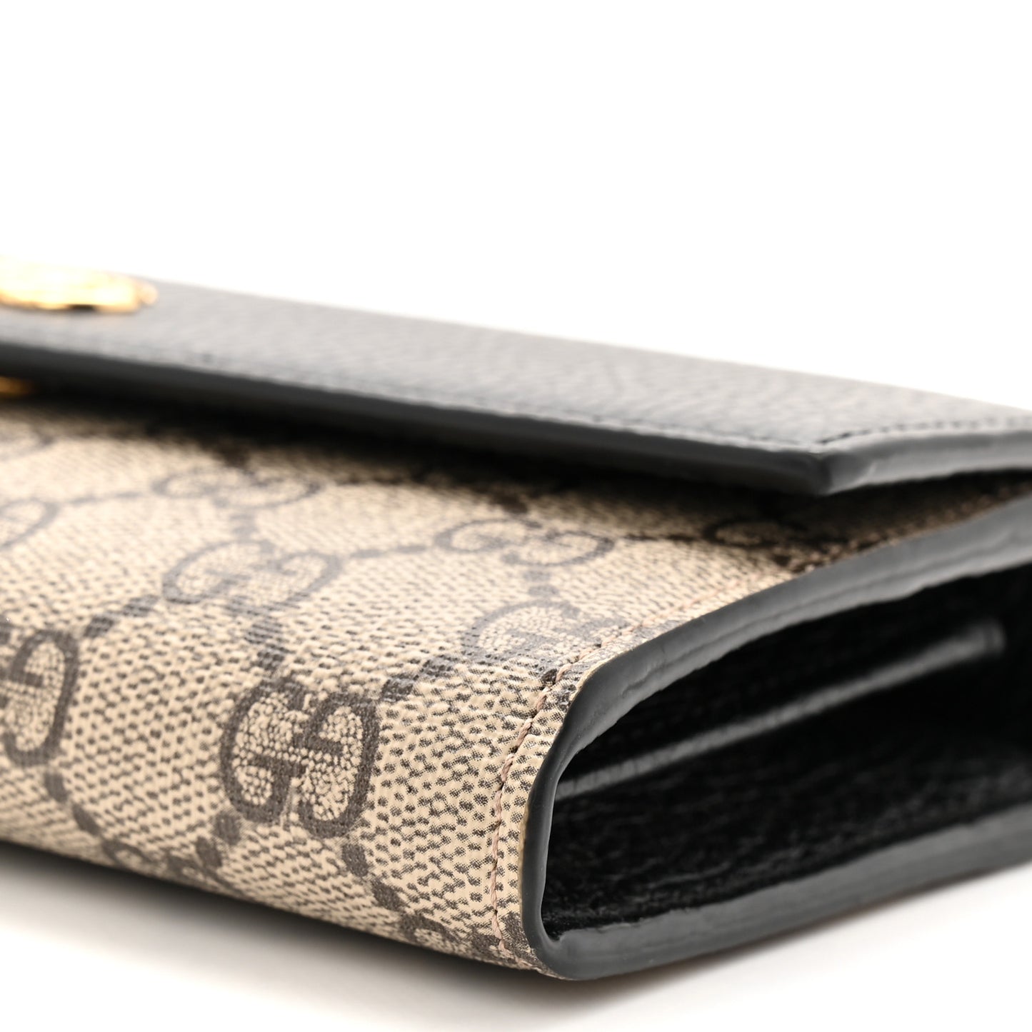 Dollar Calfskin GG Supreme Monogram Petite GG Marmont Wallet Chain Bag Black Beige Ebony