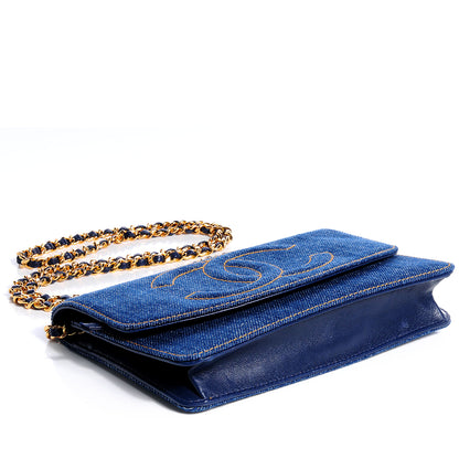 Chanel Denim Wallet on Chain WOC Blue 4 of 8