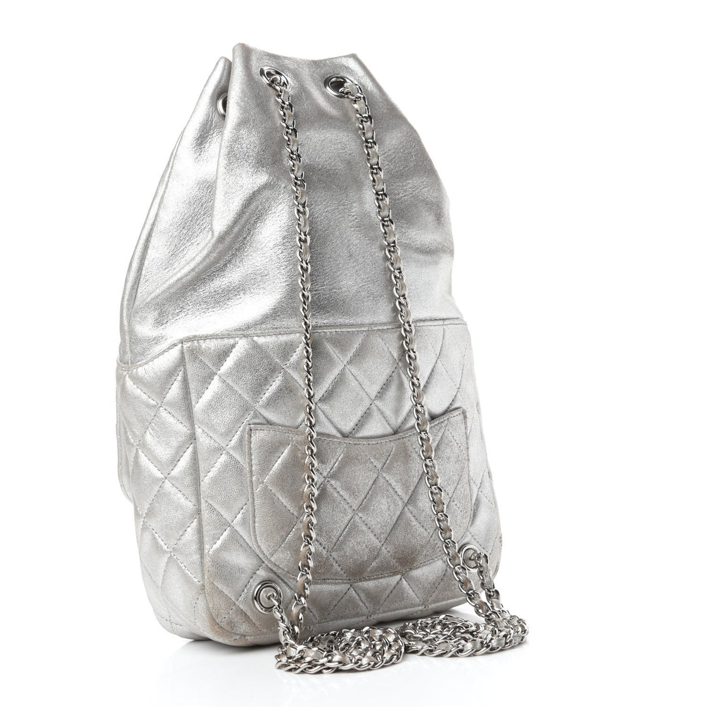 Metallic Lambskin Quilted Small In Seoul Backpack Silver