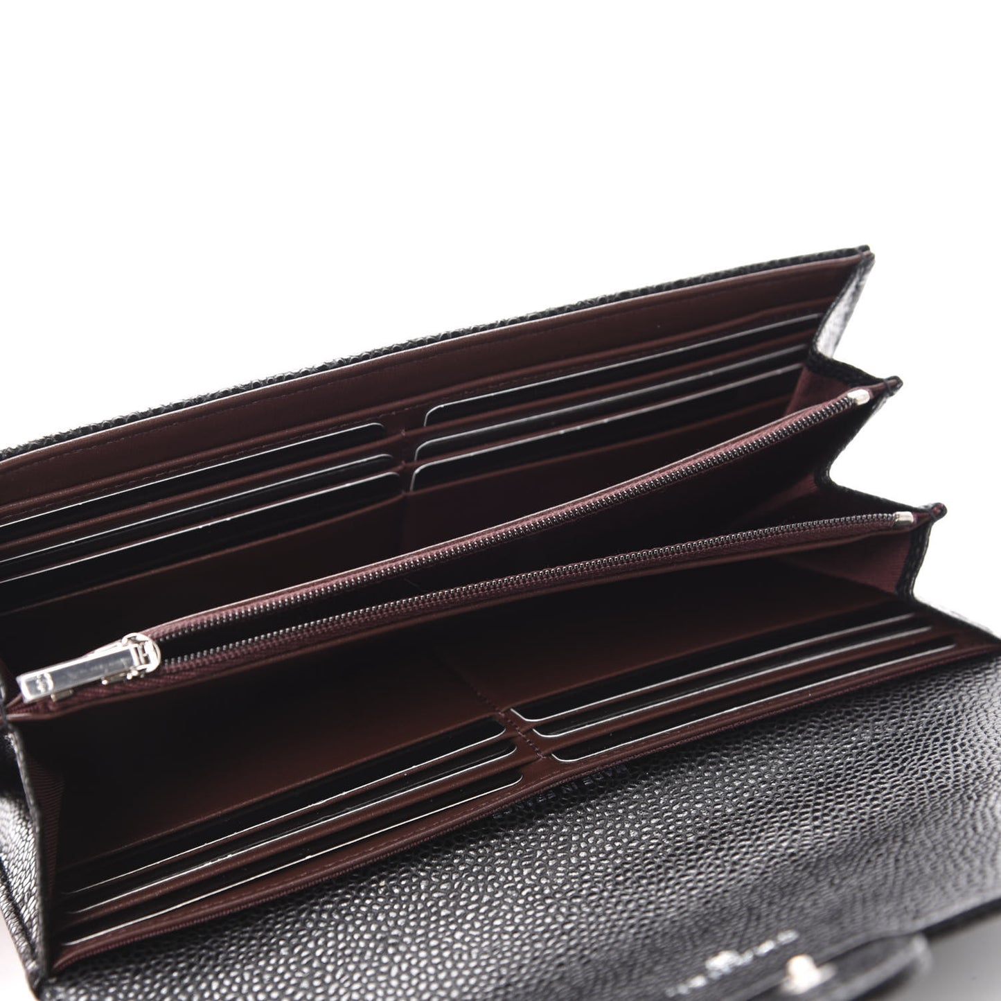 Caviar Quilted Large Gusset Flap Wallet Black