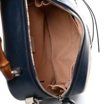 Gucci Vintage Effect Calfskin Matelasse Diagonal Small Torchon GG Marmont Bamboo Top Handle Shoulder Bag Blue Agata Mystic White 5 of 10