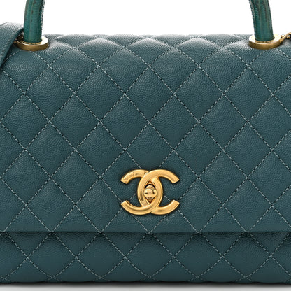 Chanel Caviar Lizard Quilted Small Coco Handle Flap Dark Turquoise 8 of 10