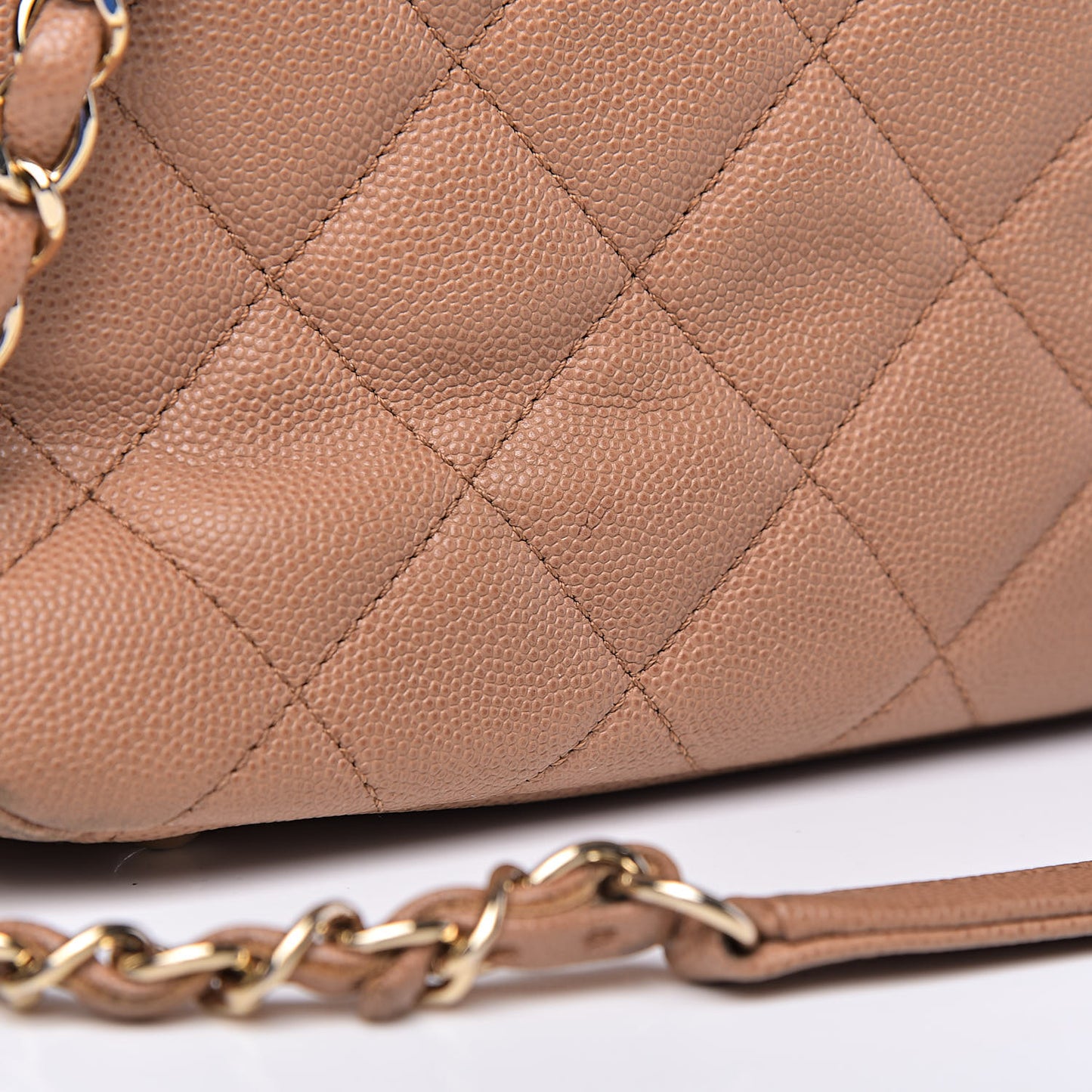 Caviar Quilted Large Business Affinity Shopping Bag Beige