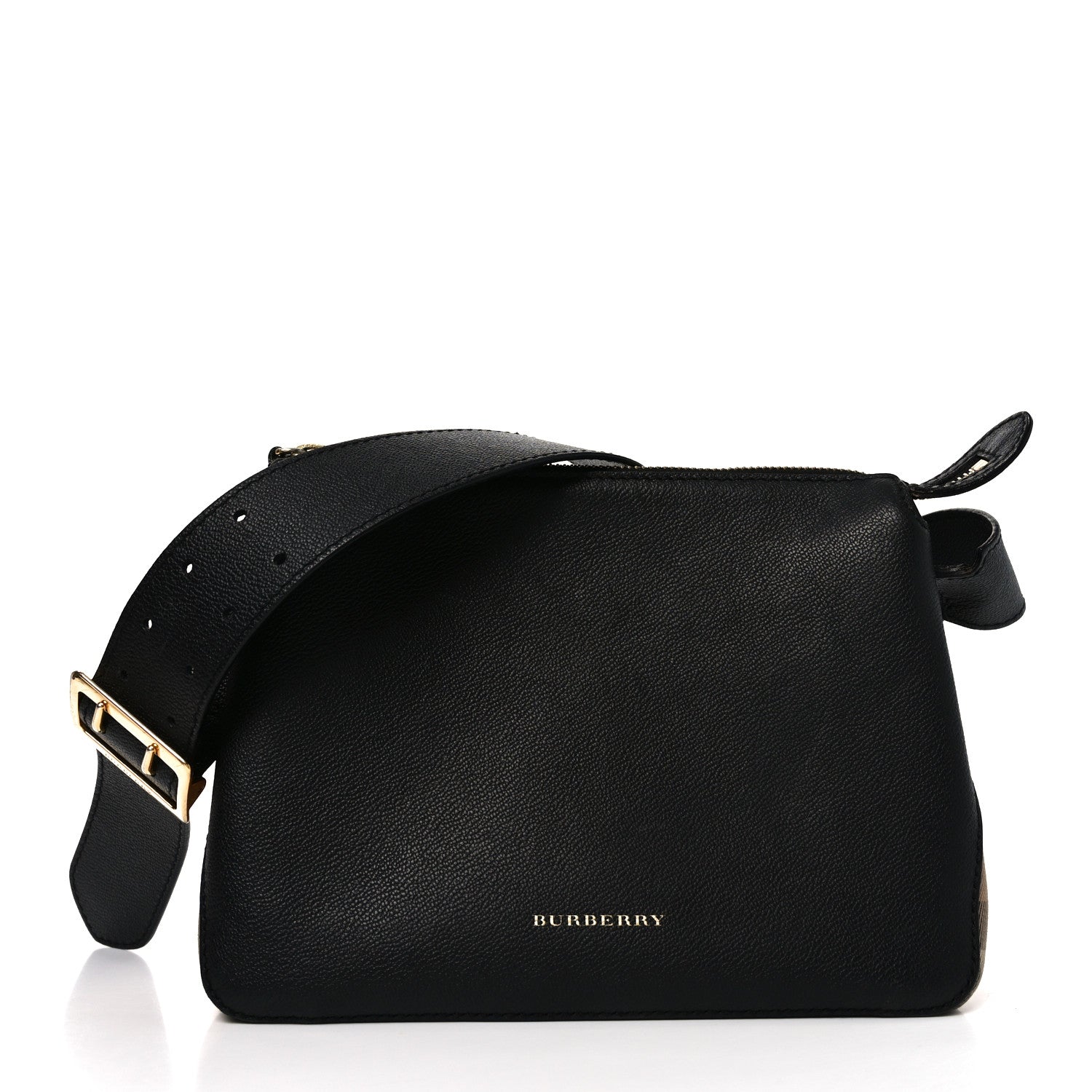Burberry Soft Grain Calfskin House Check Small Helmsley Crossbody Black 1 of 19