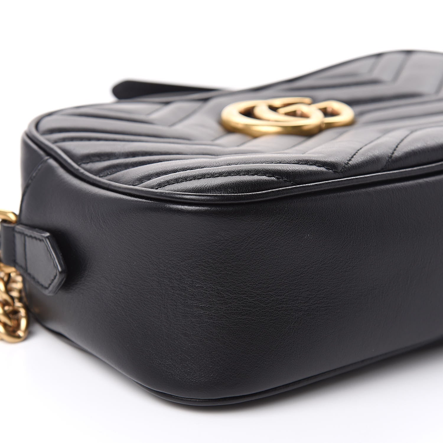 Gucci Calfskin Matelasse Small GG Marmont Chain Shoulder Bag Black 12 of 13