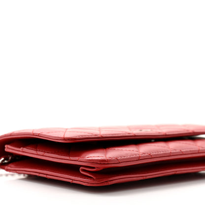 Chanel Lambskin Quilted Wallet On Chain WOC Red 10 of 11