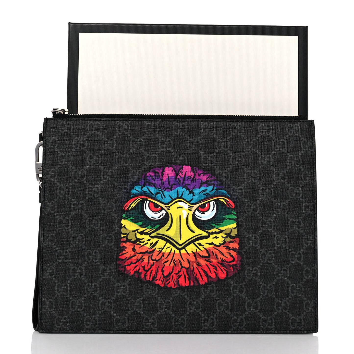 GG Supreme Monogram Rainbow Eagle Documents Holder Black Grey Multicolor