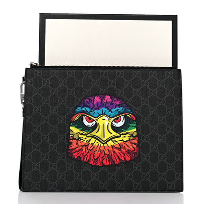 Gucci GG Supreme Monogram Rainbow Eagle Documents Holder Black Grey Multicolor 9 of 9