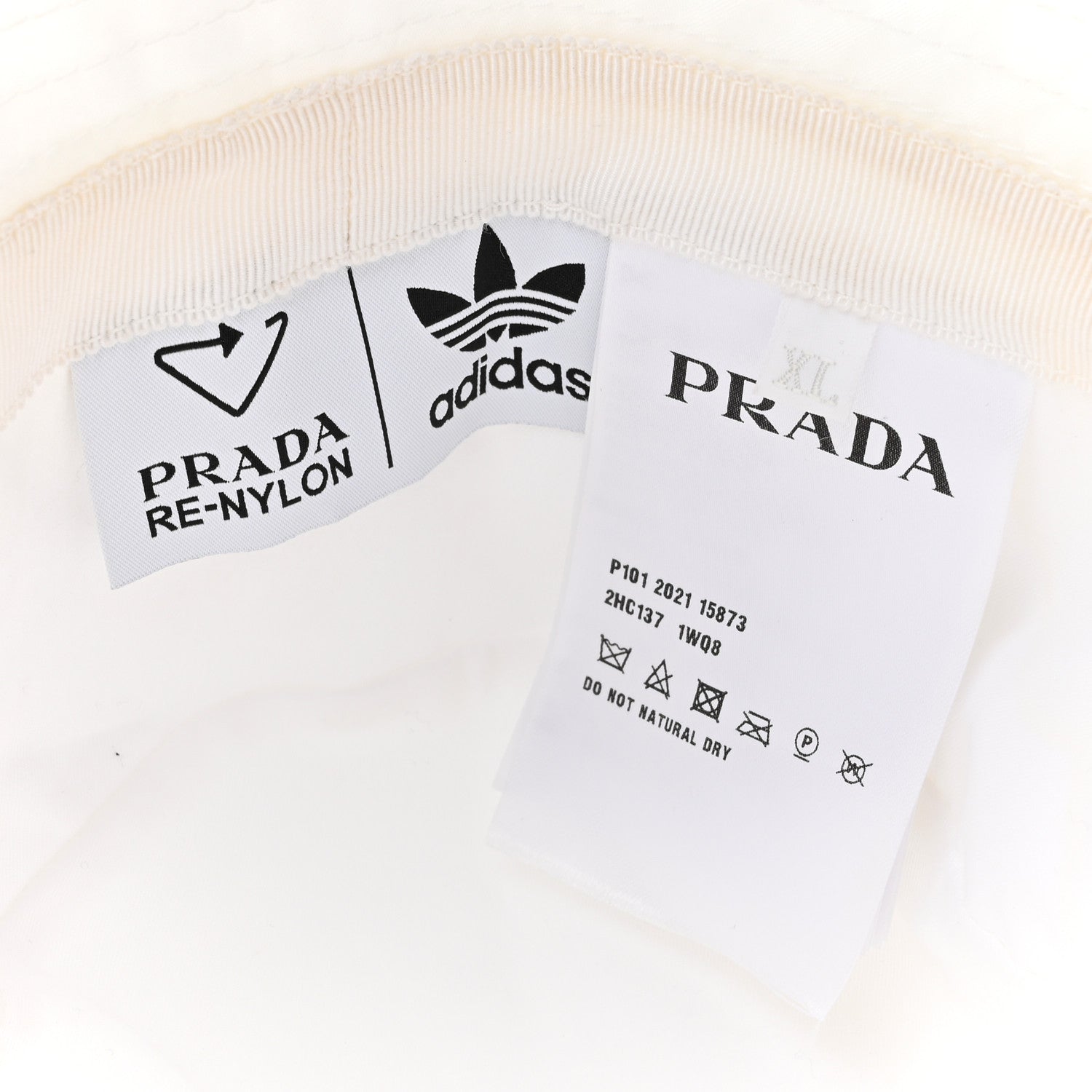 Prada X ADIDAS Re-Nylon Mens Bucket Hat XL White 1530701