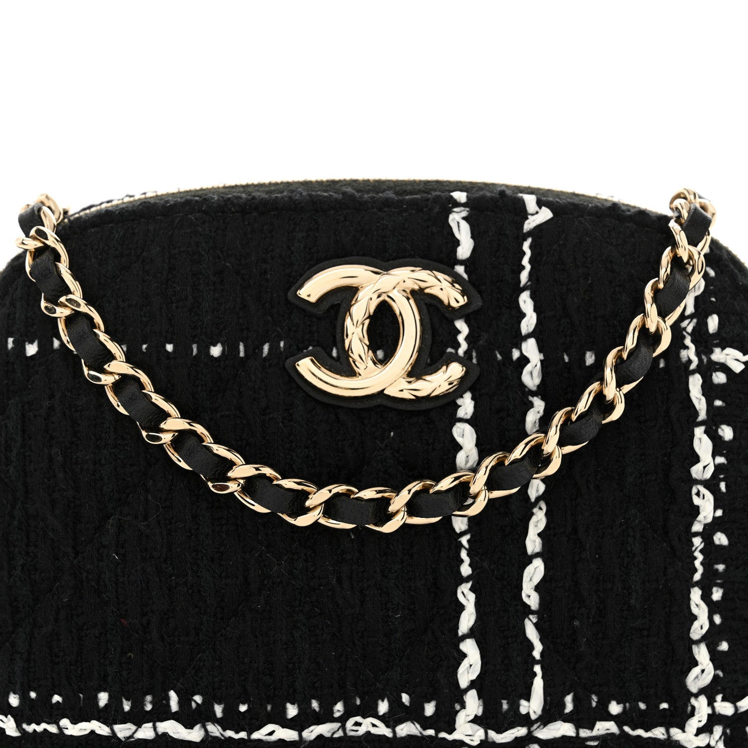 Chanel Tweed Quilted Mini Clutch With Chain Black White 9 of 14